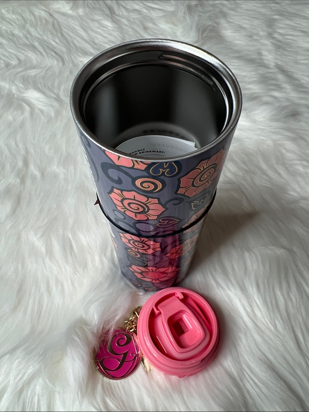 STARBUCKS | Wicked Glinda Pink Floral Bloom G Charm SS Bottle Tumbler - Picture 4 of 4